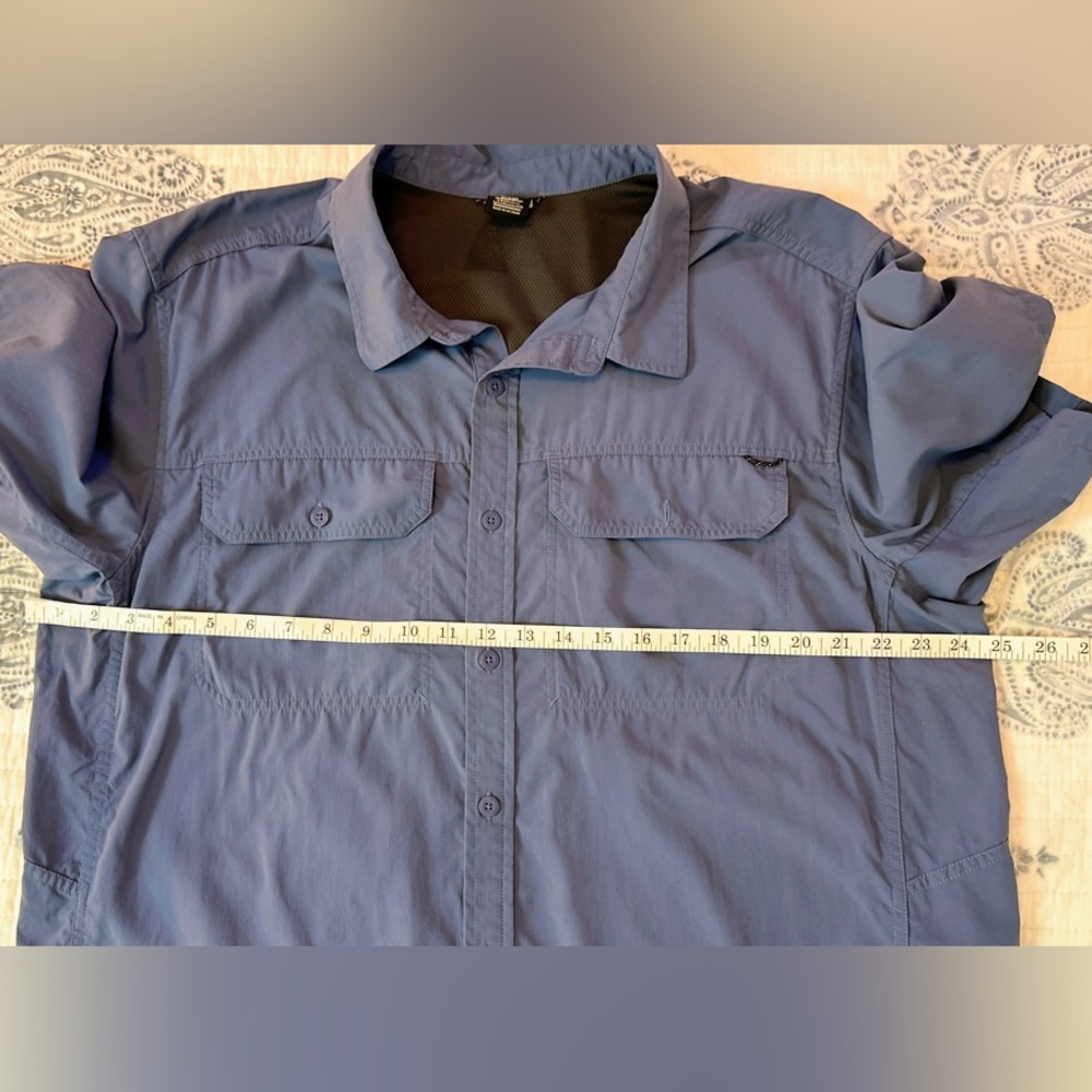 REI Co-op Mens XL Short Sleeve Hiking Shirt Blue Outdoor Button Front - Picture 3 of 6